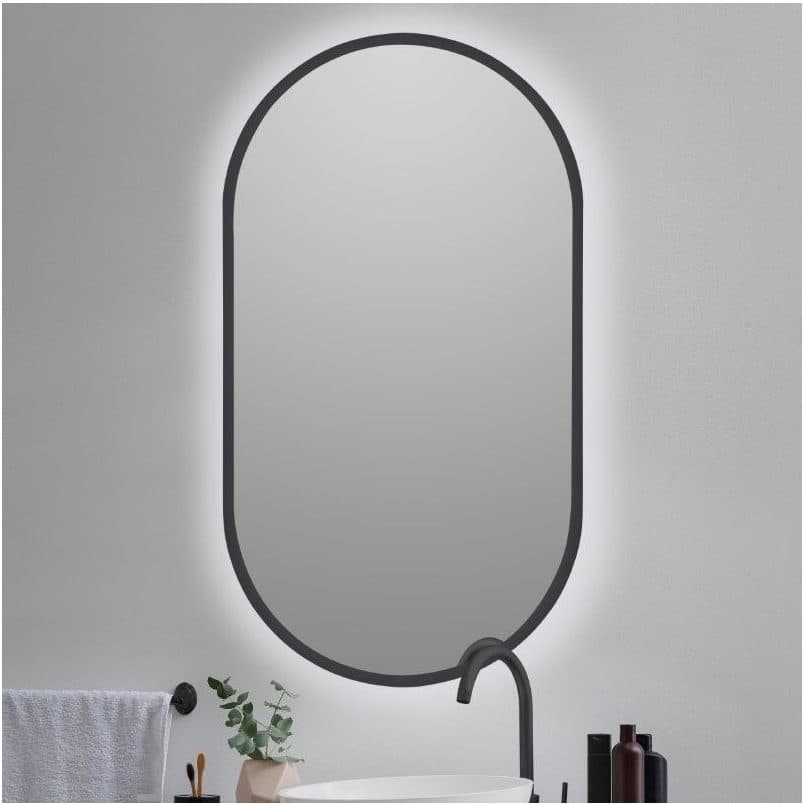 Espejo de baño con luz LED ovalado led B-950 Negro