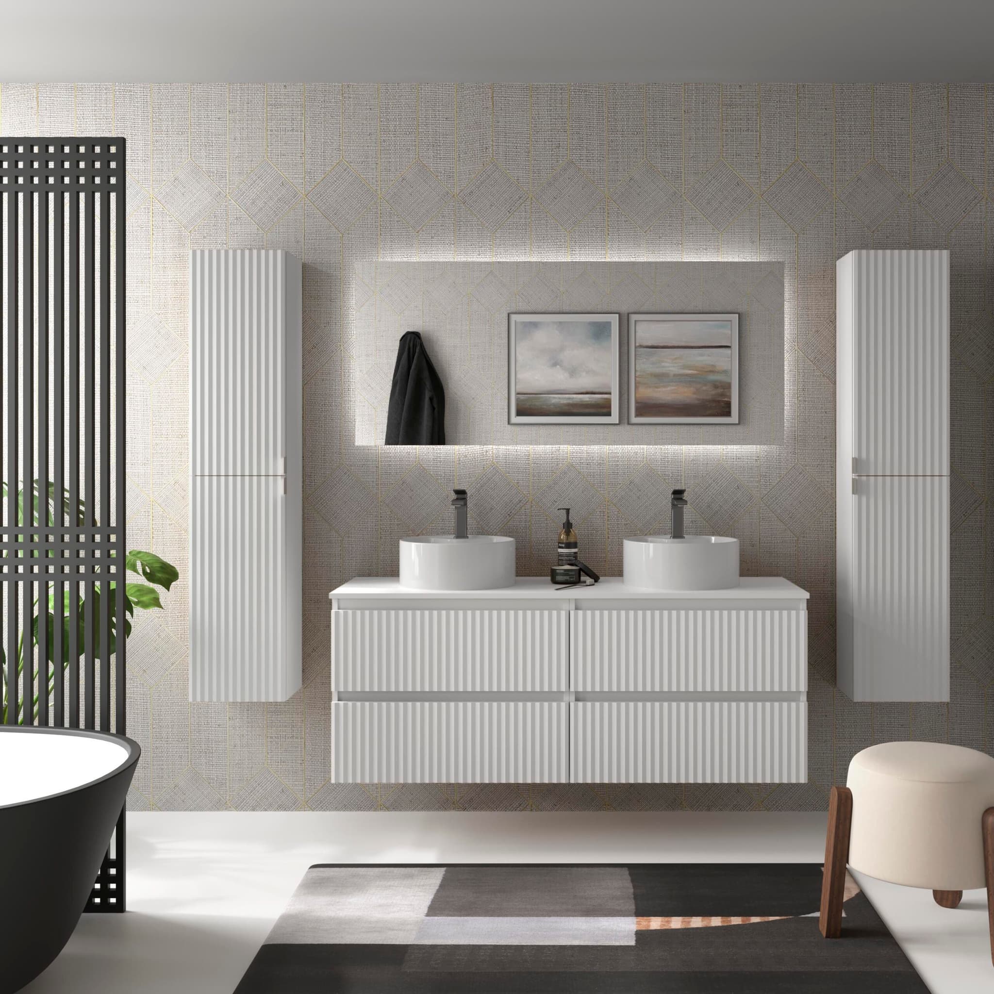 SALGAR KIRA Mueble de baño suspendido 140 Lavabo Lisboa 2 pozas
