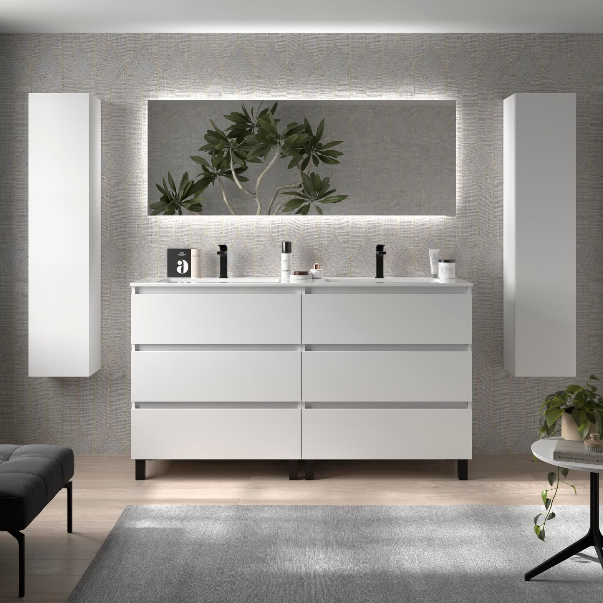 SALGAR BEQUIA Mueble de baño con patas 6C 160 Lavabo Vilna Mineral Solid