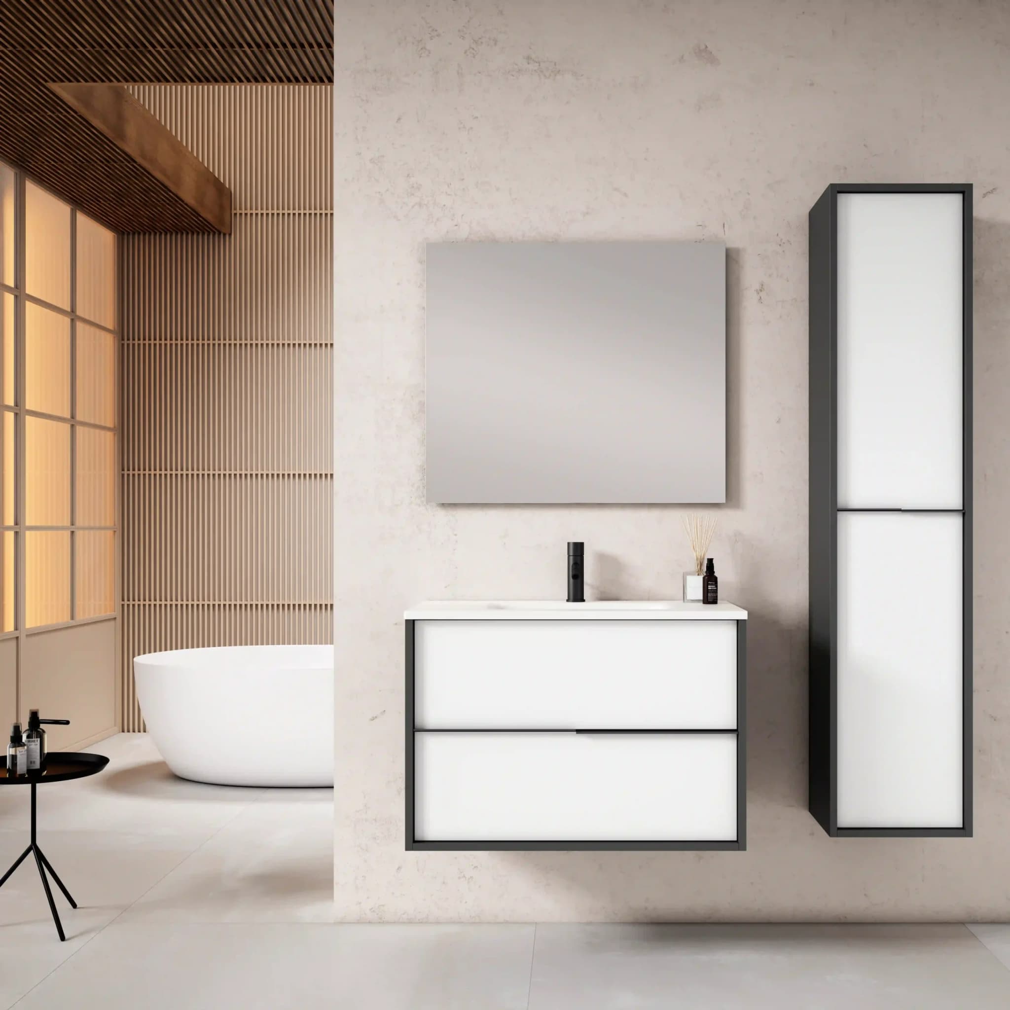 Conjunto mueble de baño con patas o suspendido de 2c serie Doly(60, 80, 100 y 120)