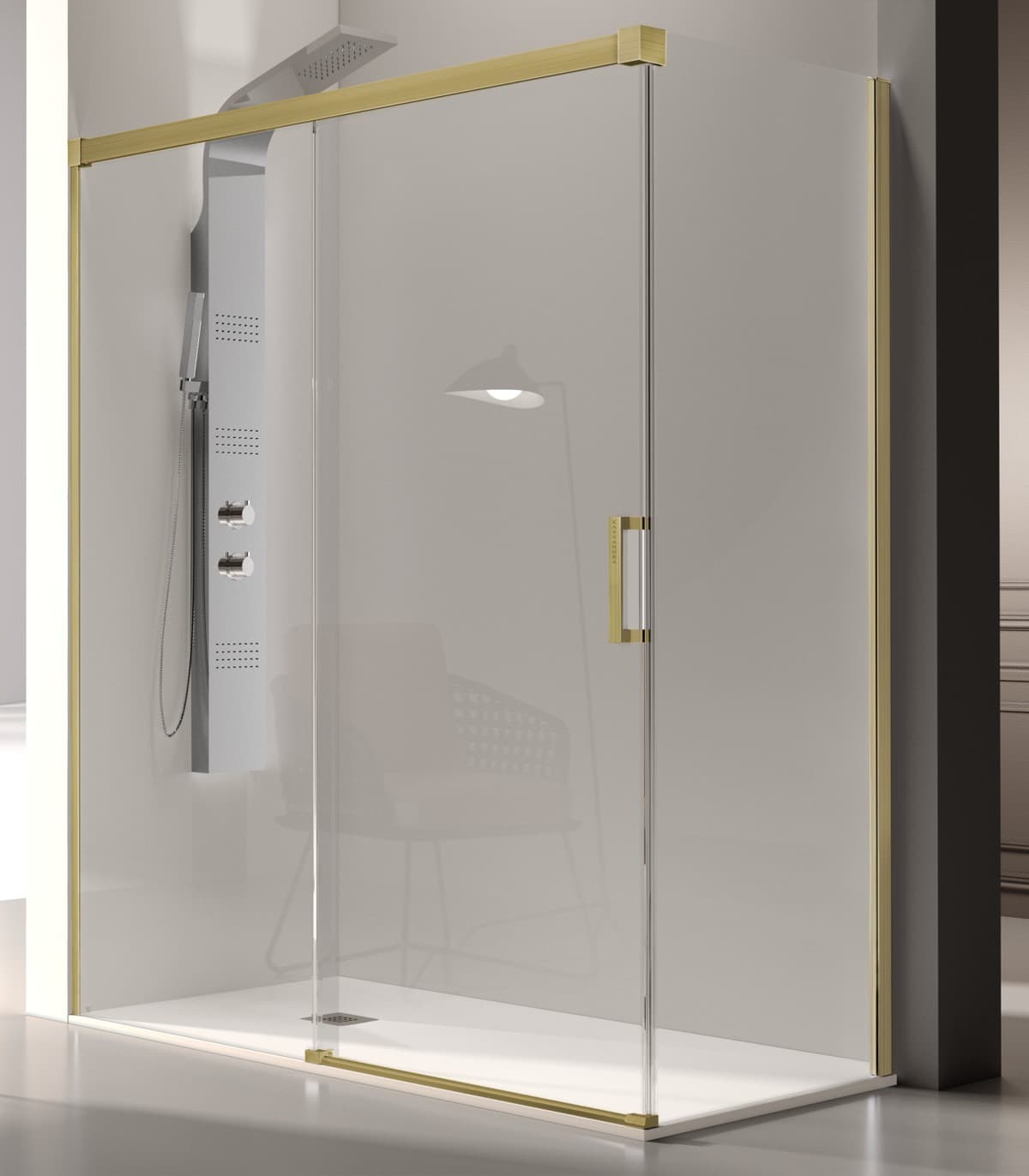 Mampara Frontal KASSANDRA GLASÉ GS102 Oro Cepillado