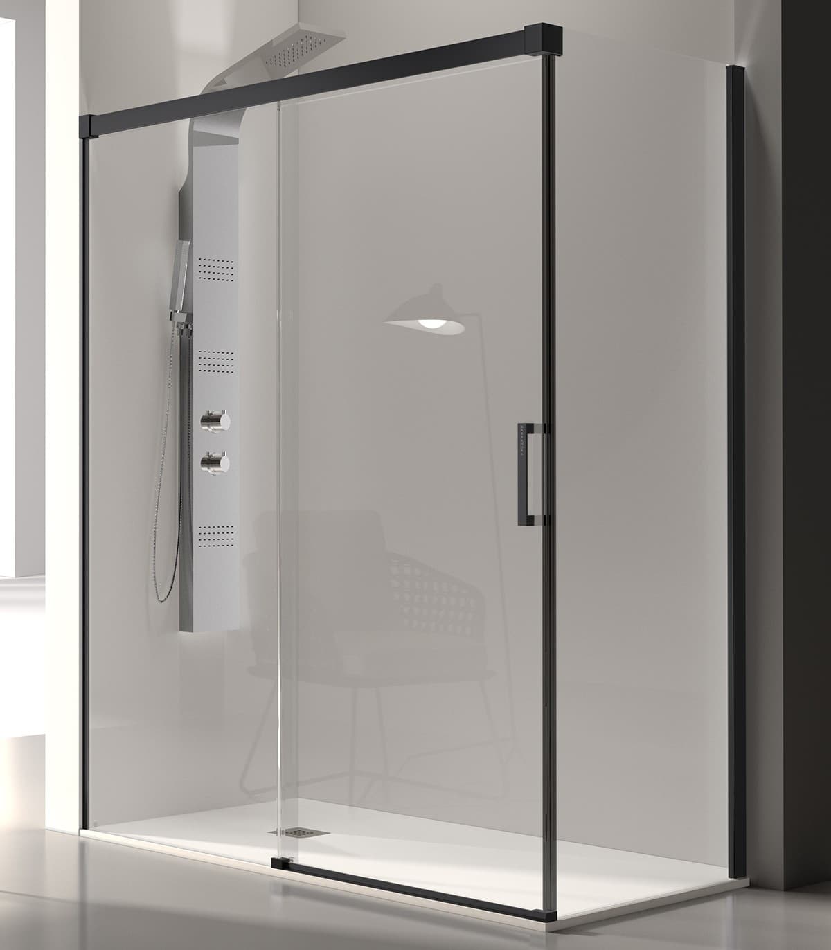 Mampara Frontal KASSANDRA GLASÉ GS102 Negro Mate