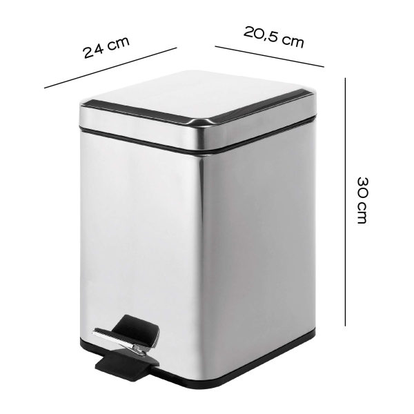 PAPELERA 5 lt ARGENTA CROMO - Imagen 3