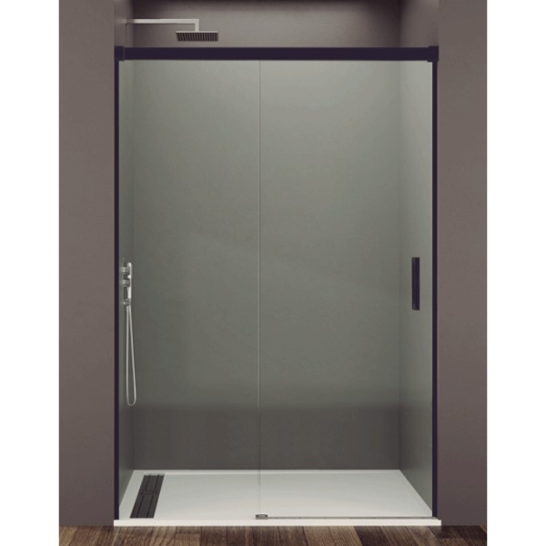 Mampara frontal fijo con puerta corredera BASIC de GME negro - Imagen 1