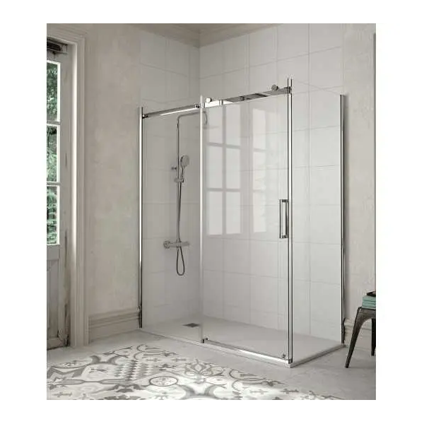 Mampara frontal fijo con puerta corredera LIBERY de KASSANDRA (lateral opcional) - Imagen 1