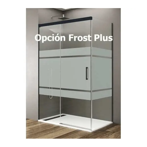 Mampara frontal fijo con puerta corredera y lateral fijo BASIC de GME negro - Imagen 2