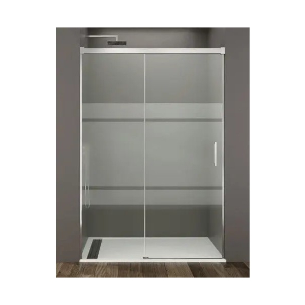 Mampara frontal fijo con puerta corredera BASIC de GME cromo - Imagen 2