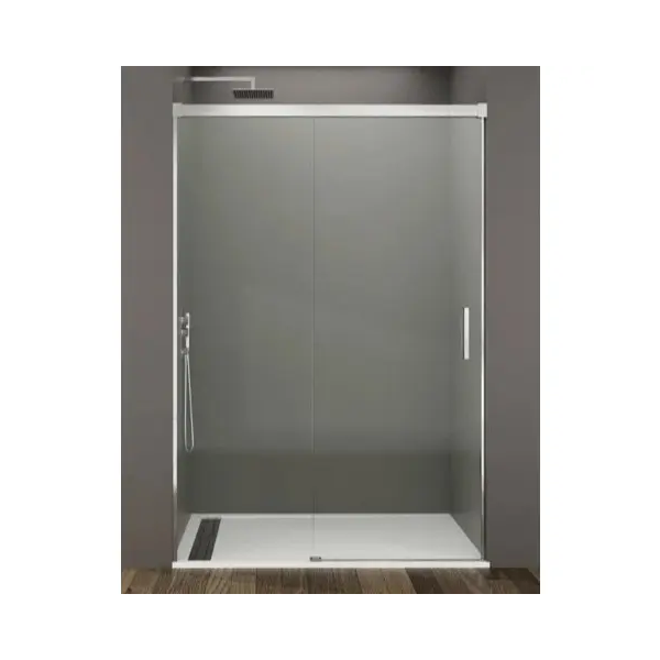 Mampara frontal fijo con puerta corredera BASIC de GME cromo - Imagen 1