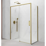 Mampara frontal fijo con puerta corredera y lateral fijo TWENTY de GME oro cepillado