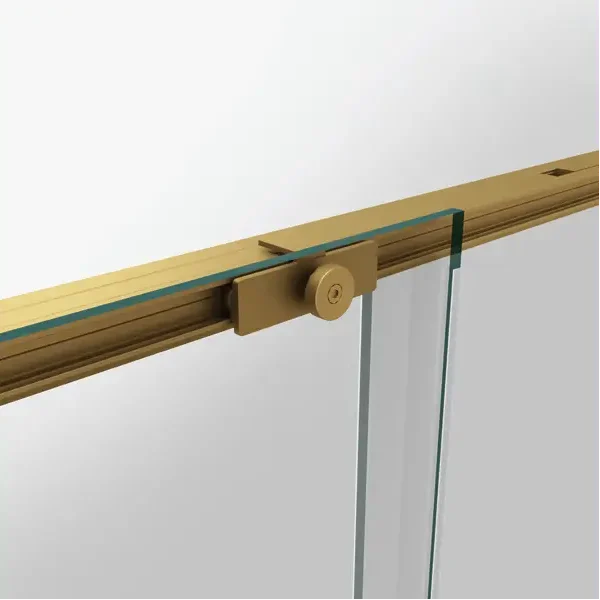 Mampara frontal fijo con puerta corredera y lateral fijo TWENTY de GME oro cepillado - Imagen 2