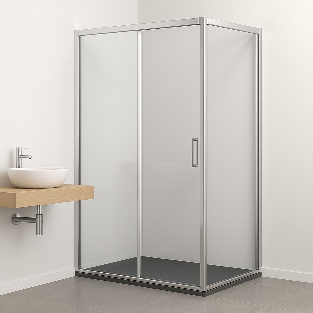 555f0d8e-125e-4a5b-a51f-a5d7a7991ab3 Mampara frontal 1F y 1C MAS lateral fijo modelo Agata 400