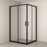 Mampara ducha angular 2 FIJOS + 2 CORREDERAS Agata Negra 300 - Imagen 3