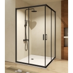 Mampara ducha angular 2 FIJOS + 2 CORREDERAS Agata Negra 300 - Imagen 2
