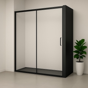 Mampara frontal 1F y 1C modelo Agata 100 color negra