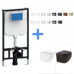 Inodoro suspendido más cisterna empotrada blanco mate o negro mate Génova