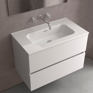 Lavabo CONSTANZA porcelana BLANCO BRILLO 60-80-100-120 2s Sin orificio de para grifo