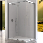 Mampara angular con dos puertas correderas y dos fijos URBAN de Kassandra Plata Brillo