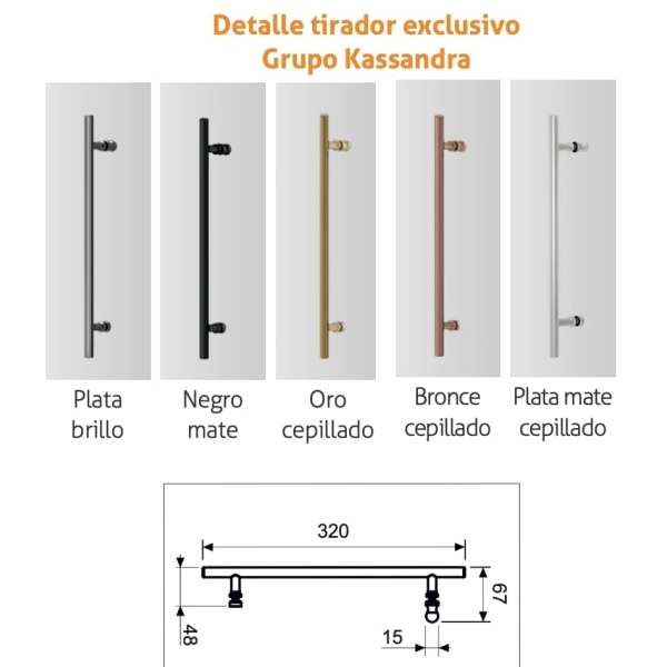 Mampara frontal fijo con dos puertas correderas y dos fijos URBAN de Kassandra Negro Mate - Imagen 3