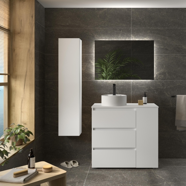 SALGAR BEQUIA PLUS Mueble de baño 3C de 90-120+puerta y Lavabo Lisboa - Imagen 5