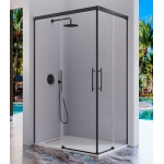 Mampara angular con dos puertas correderas y dos fijos URBAN de Kassandra Negro Mate