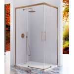 Mampara angular con dos puertas correderas y dos fijos URBAN de Kassandra Bronce cepillado