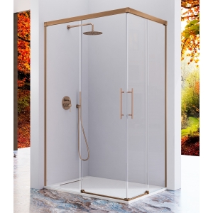 Mampara angular con dos puertas correderas y dos fijos URBAN de Kassandra Bronce cepillado