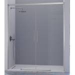 Mampara frontal fijo con dos puertas correderas y dos fijos URBAN de Kassandra Plata Brillo