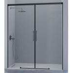 Mampara frontal fijo con dos puertas correderas y dos fijos URBAN de Kassandra Negro Mate