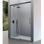 Mampara frontal fijo con puerta corredera y lateral fijo opcional URBAN de Kassandra Negro Mate - Imagen 2