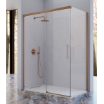 Mampara frontal fijo con puerta corredera y lateral fijo opcional URBAN de Kassandra Bronce cepillado