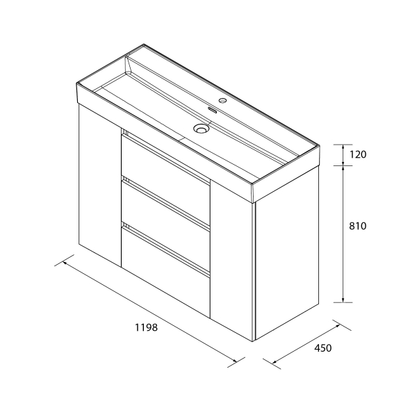 SALGAR BEQUIA PLUS METAL Mueble de baño 120+puerta Lavabo Venetto - Imagen 9
