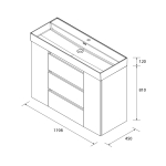 SALGAR BEQUIA PLUS Mueble de baño con patas 120+puerta Lavabo Venetto - Imagen 9