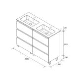 SALGAR BEQUIA Mueble de baño 6C 160 Lavabo Vilna - Imagen 5