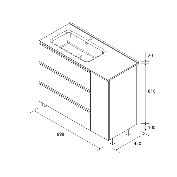 SALGAR BEQUIA PLUS Mueble de baño 3C de 90+puerta Lavabo Constanza - Imagen 11