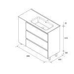 SALGAR BEQUIA PLUS Mueble de baño 3C de 90+puerta Lavabo Constanza - Imagen 12