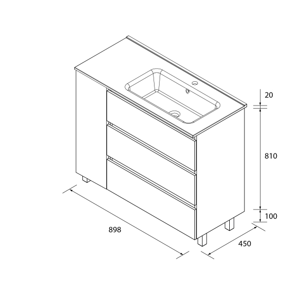 SALGAR BEQUIA PLUS Mueble de baño 3C de 90+puerta Lavabo Constanza - Imagen 12