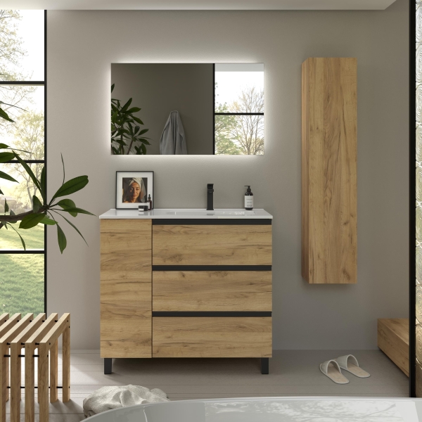 SALGAR BEQUIA METAL PLUS Mueble de baño 3C de 90+puerta Lavabo Constanza - Imagen 3