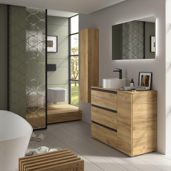 SALGAR BEQUIA PLUS METAL Mueble de baño 3C de 90-120+puerta y Lavabo Lisboa - Imagen 10