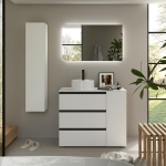 SALGAR BEQUIA PLUS METAL Mueble de baño 3C de 90-120+puerta y Lavabo Lisboa