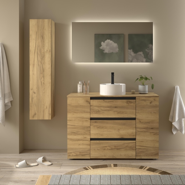 SALGAR BEQUIA PLUS METAL Mueble de baño 3C de 90-120+puerta y Lavabo Lisboa - Imagen 12