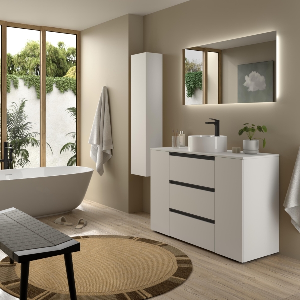 SALGAR BEQUIA PLUS METAL Mueble de baño 3C de 90-120+puerta y Lavabo Lisboa - Imagen 3