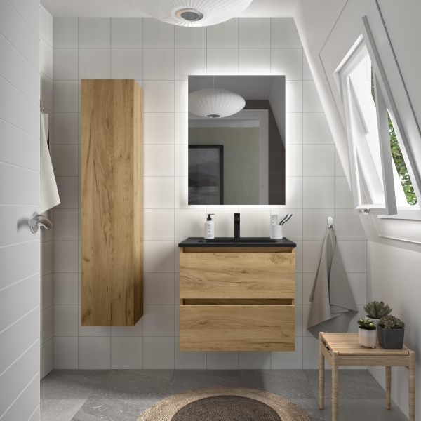 SALGAR BEQUIA Mueble de baño 60-80-100 Lavabo Constanza  Negro Mate - Imagen 2