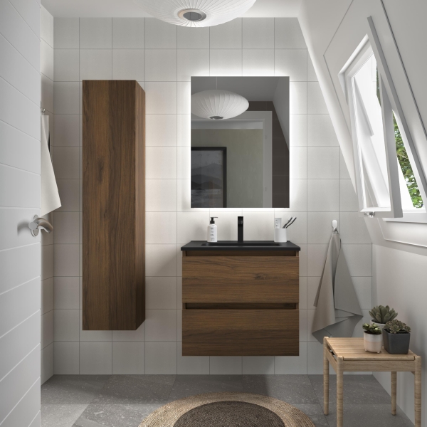 SALGAR BEQUIA Mueble de baño 60-80-100 Lavabo Constanza  Negro Mate - Imagen 1