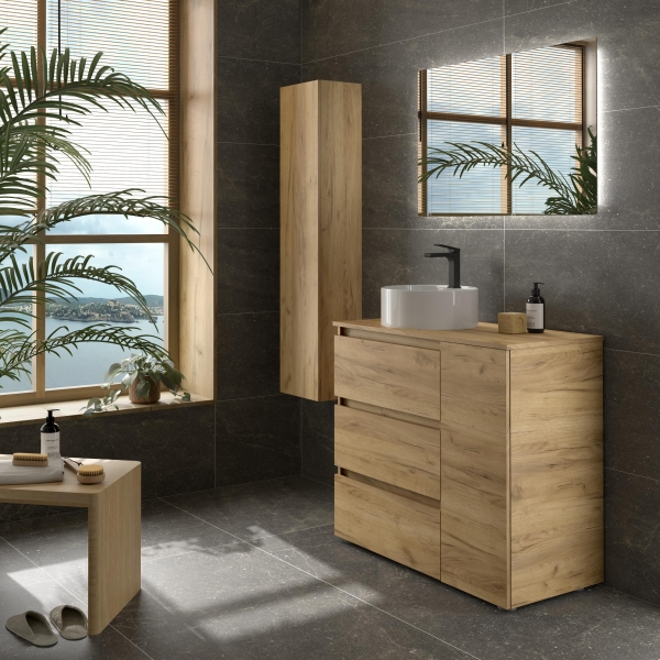 SALGAR BEQUIA PLUS Mueble de baño 3C de 90-120+puerta y Lavabo Lisboa - Imagen 2