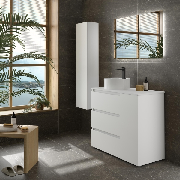 SALGAR BEQUIA PLUS Mueble de baño 3C de 90-120+puerta y Lavabo Lisboa - Imagen 6