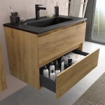 SALGAR BEQUIA Mueble de baño 60-80-100 Lavabo Constanza  Negro Mate - Imagen 10