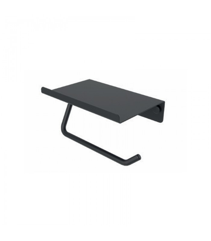 portarrollos-con-repisa-negro-essential.jpg Portarrollos con repisa negro Essential - Imagen 1