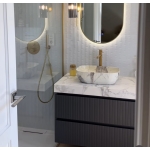 Encimera porcelánica para mueble de baño para lavabo sobreponer con faldón 4 cm - Imagen 3