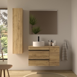 SALGAR BORN Mueble de baño suspendido 90 + puerta y Lavabo Lisboa