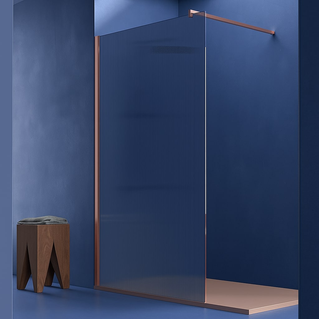 SCREN WAVE ORO ROSA CEPILLADO SBX_Imex Mampara hoja fija SCREEN Wave Oro rosa cepillado